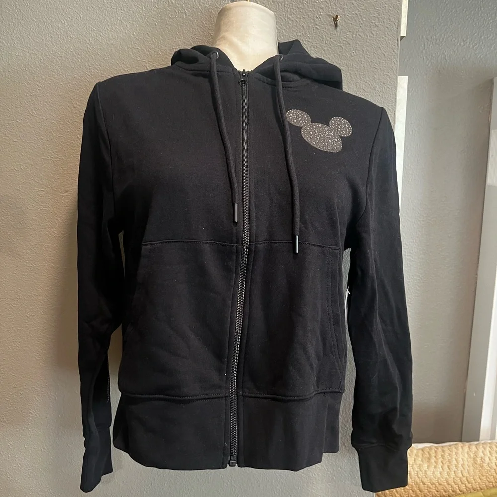 NWT Disney Black Hoodie with Glitter Mouse Logo 💫 - Picture 2 of 8